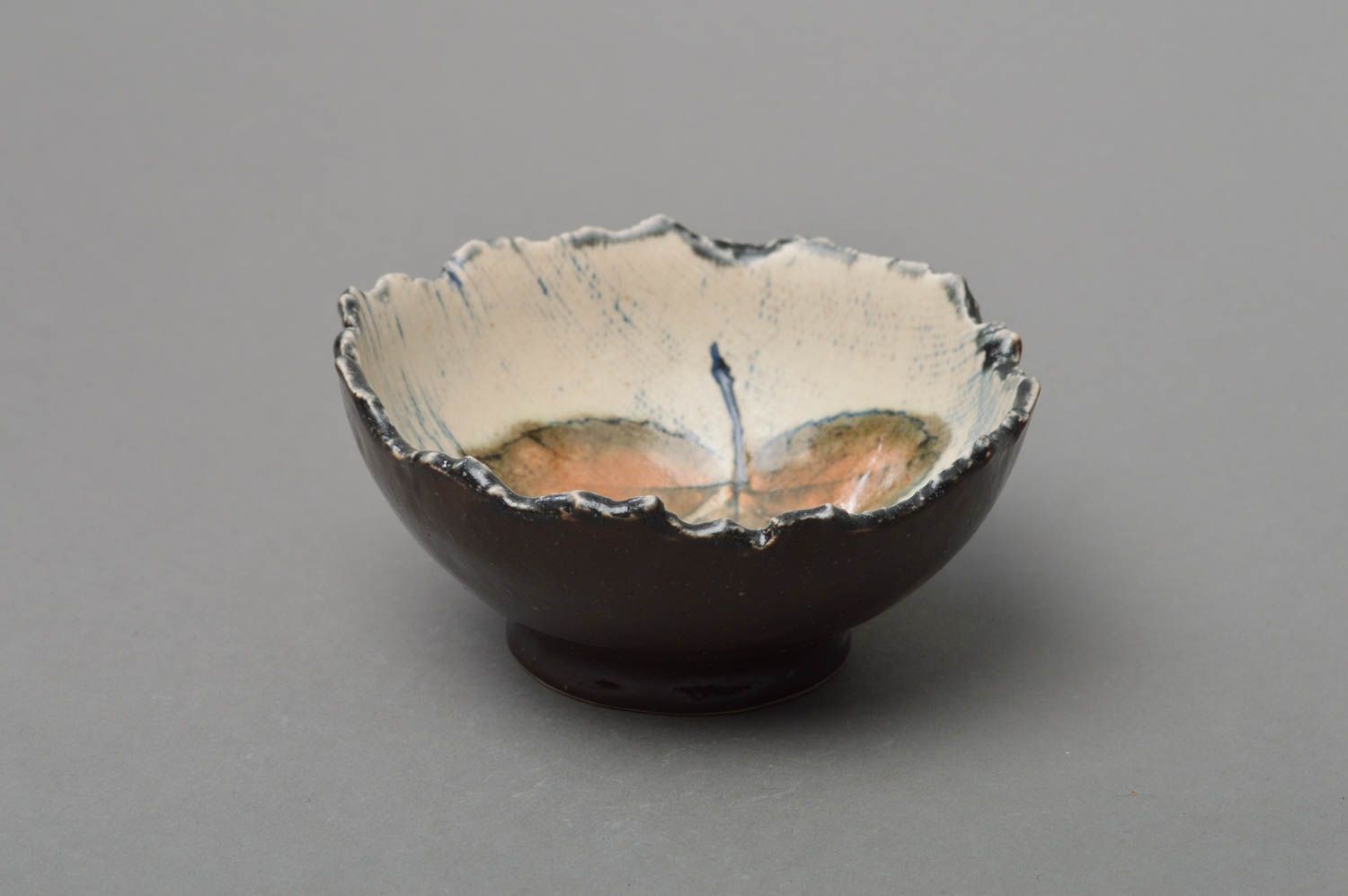 Small beautiful homemade glazed porcelain bowl designer ceramic tableware photo 3