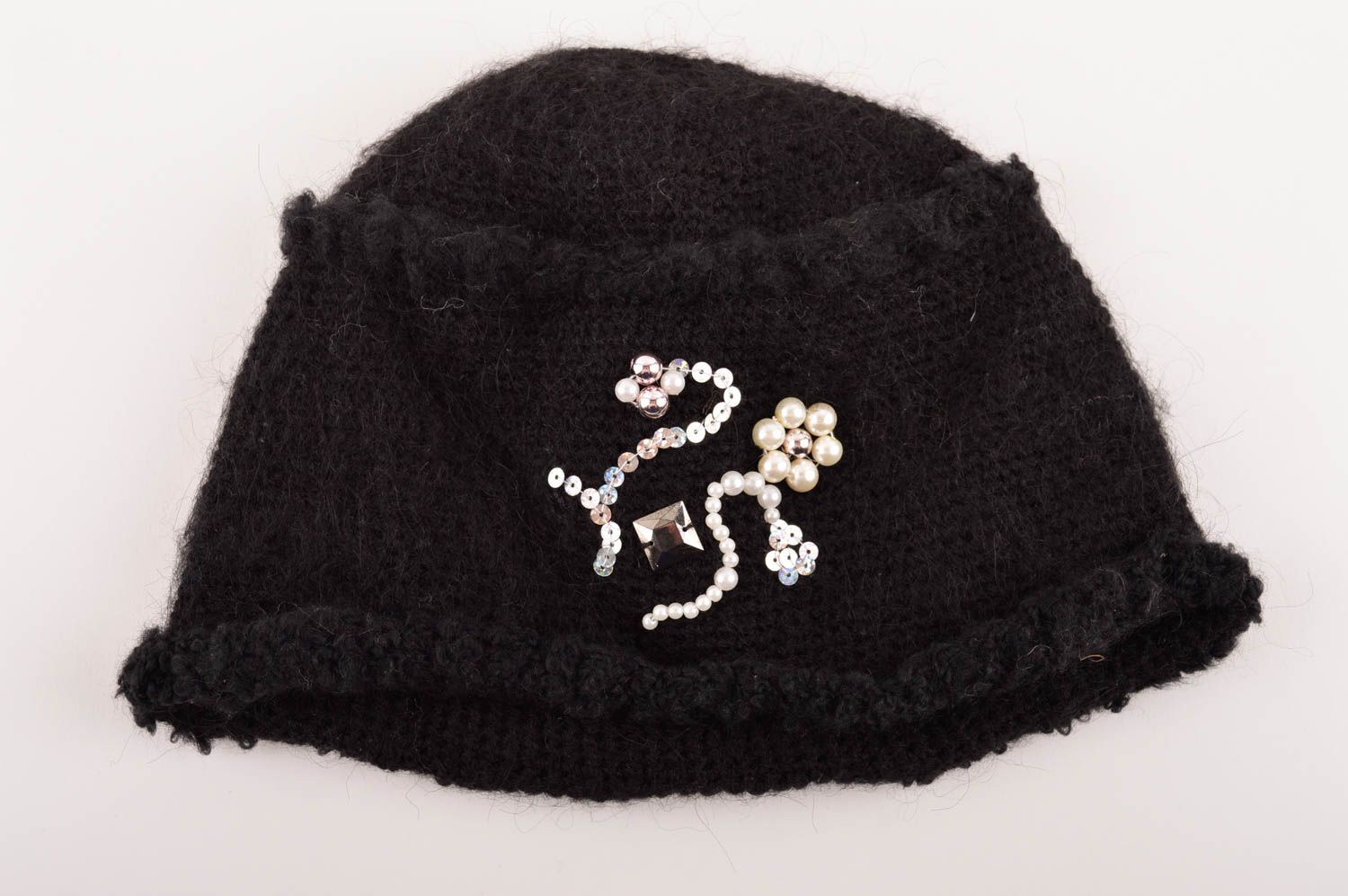 Mütze für Frauen schwarze Mütze modisches Accessoire Designer Handarbeit toll foto 5