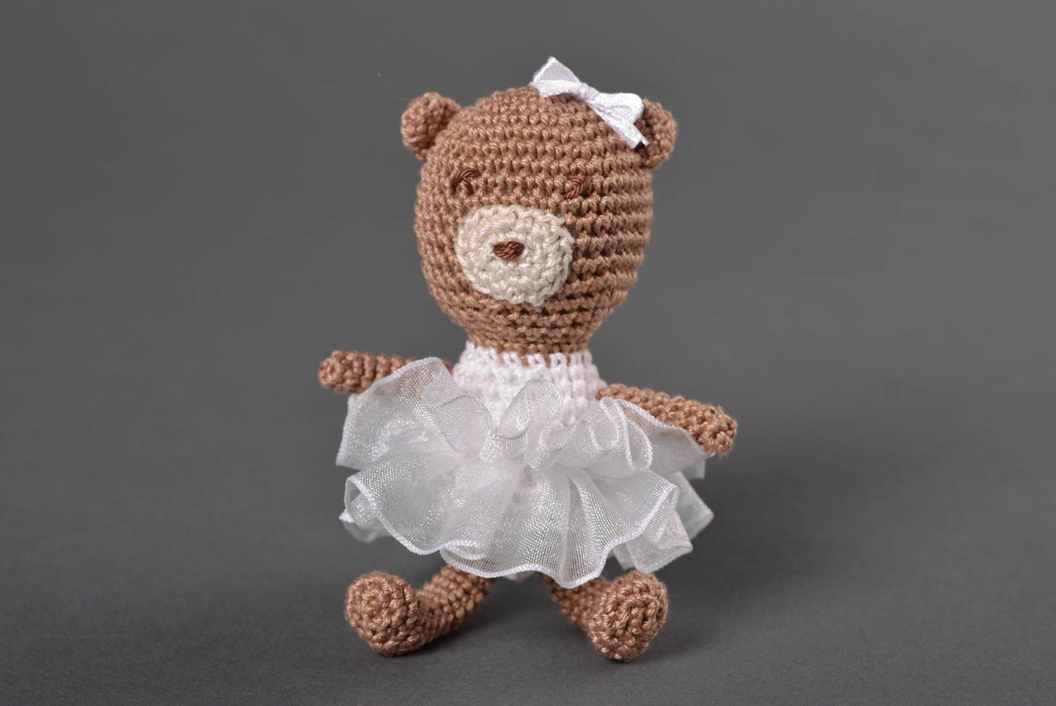 Peluche ours Jouet fait main en coton tricoté au crochet Cadeau pour enfant photo 1