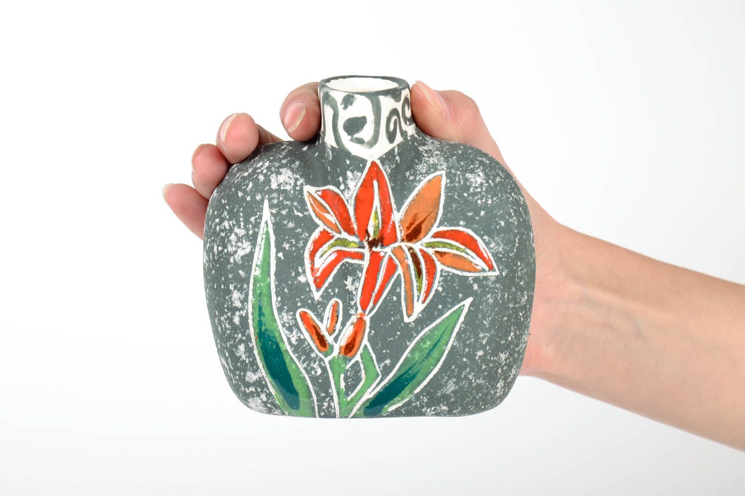 4-inch unique ceramic vase for flowers in square shape 0,68 lb photo 2
