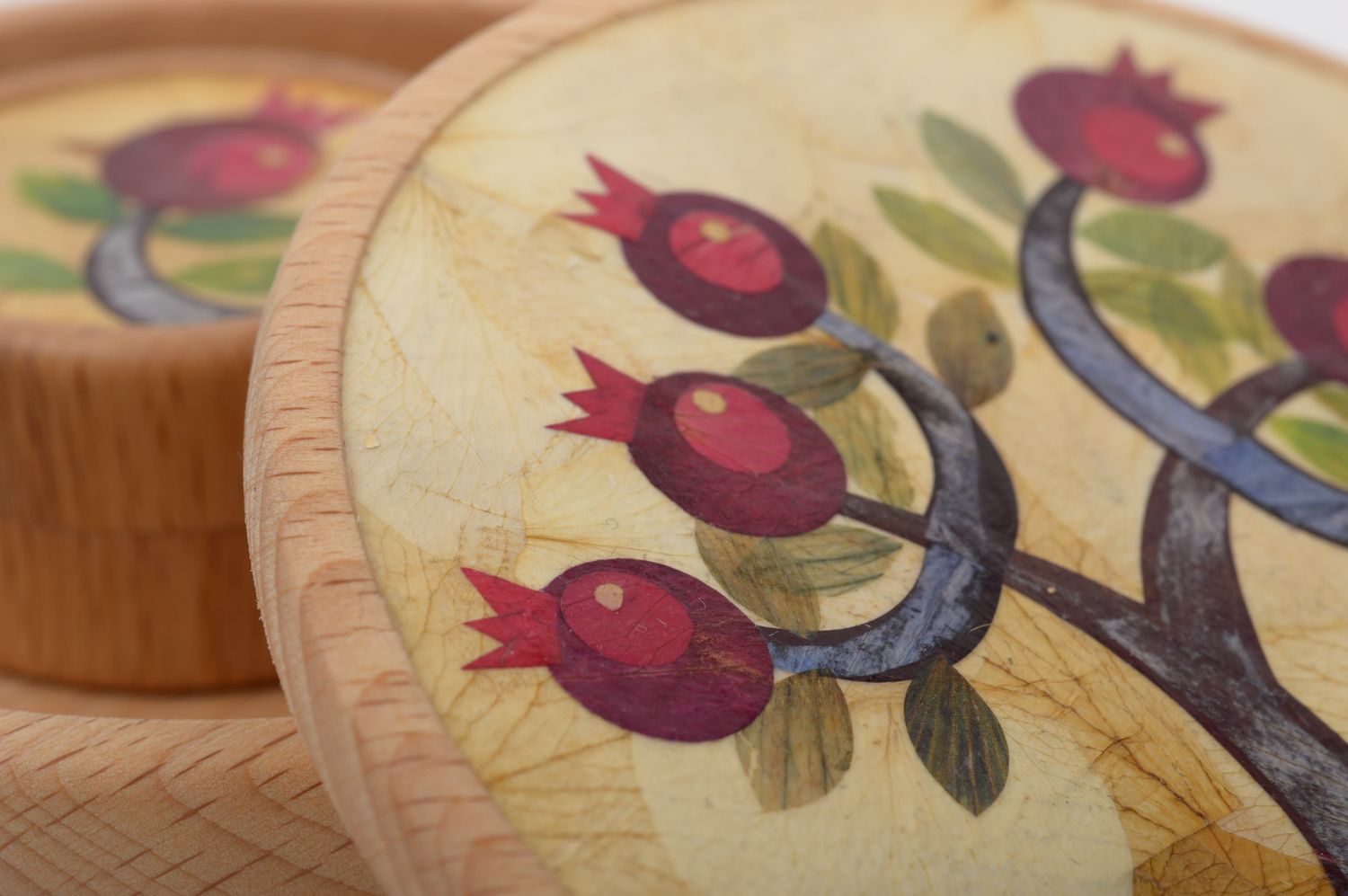 Handmade Schatulle aus Holz Schmuck Aufbewahrung Geschenk für Frauen Granatäpfel foto 5