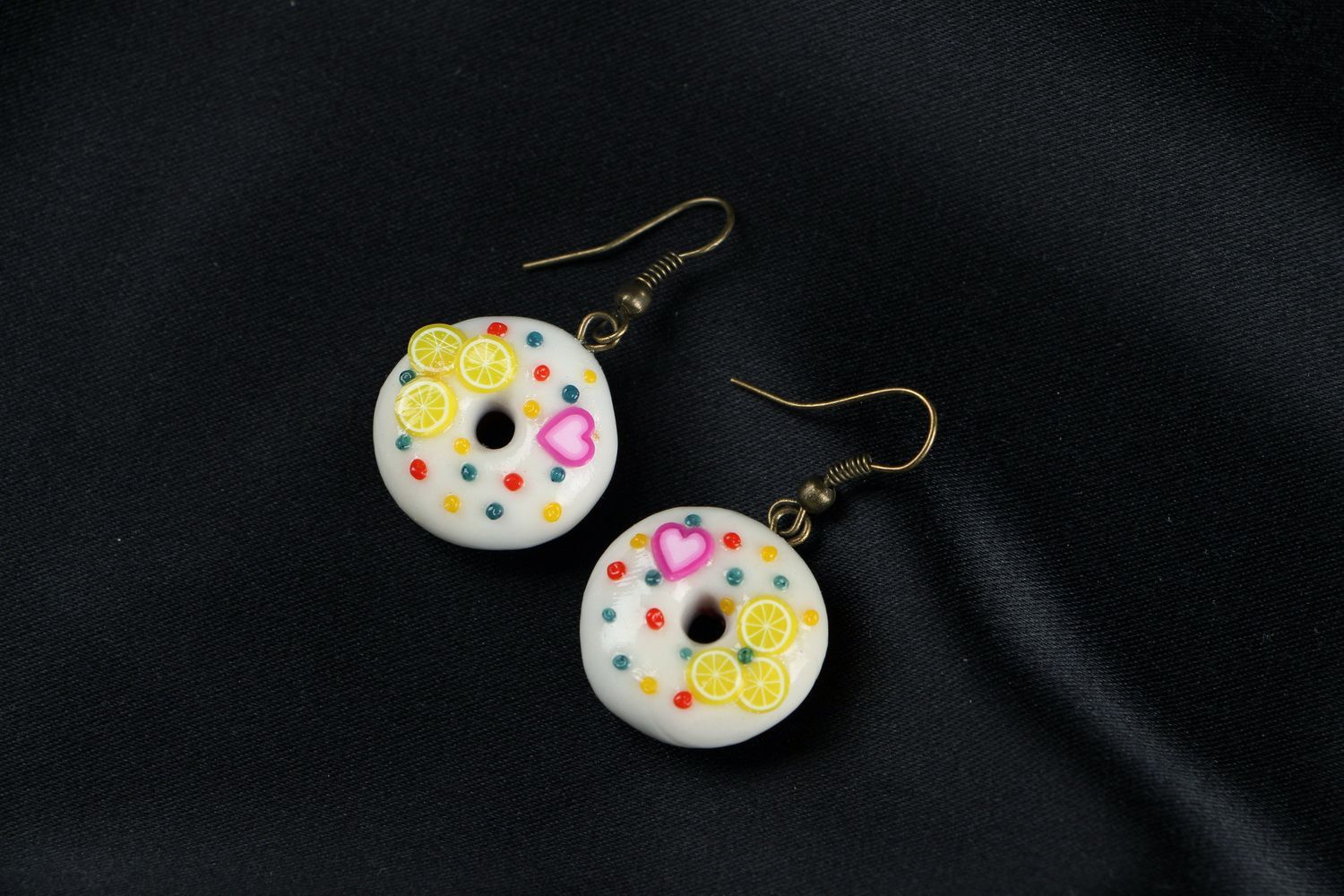 Earrings made of polymer clay Doughnuts photo 1