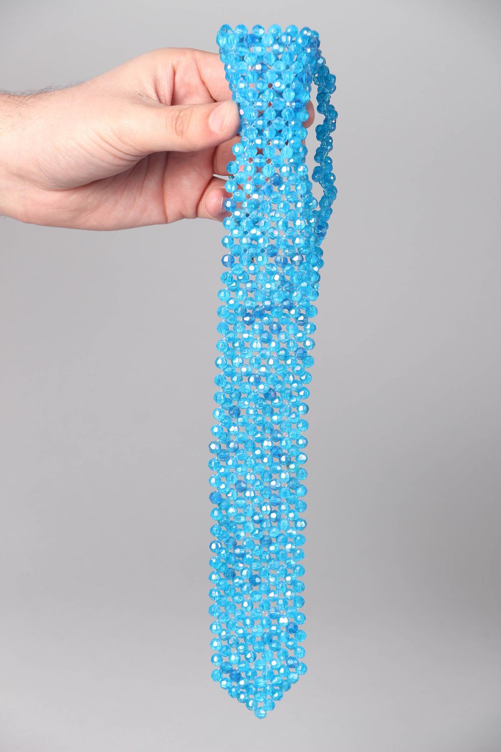 Cravate en perles de rocaille bleue pour femme photo 4