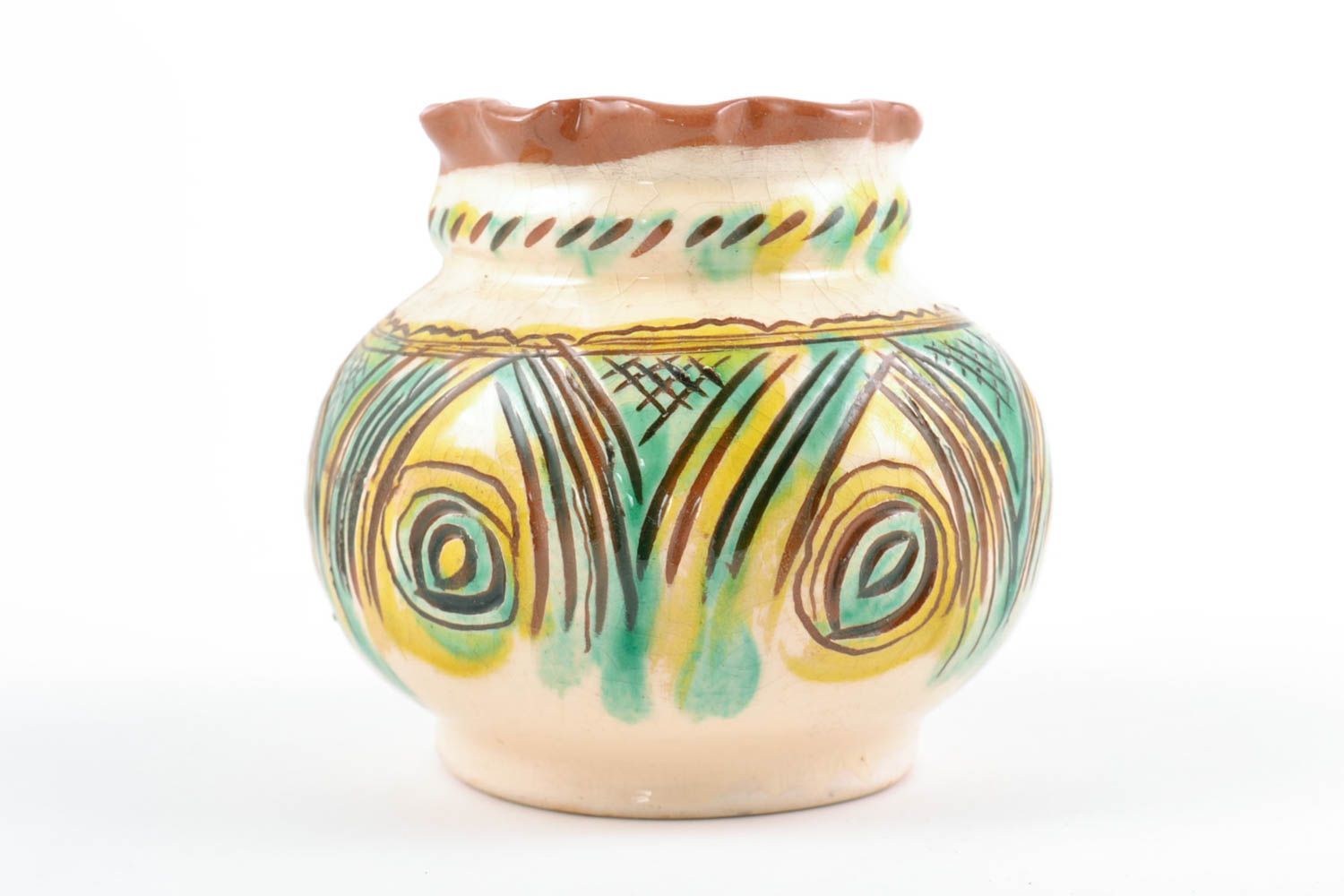 Маленькая керамическая ваза для цветов покрытая глазурью ручной работы фото 2