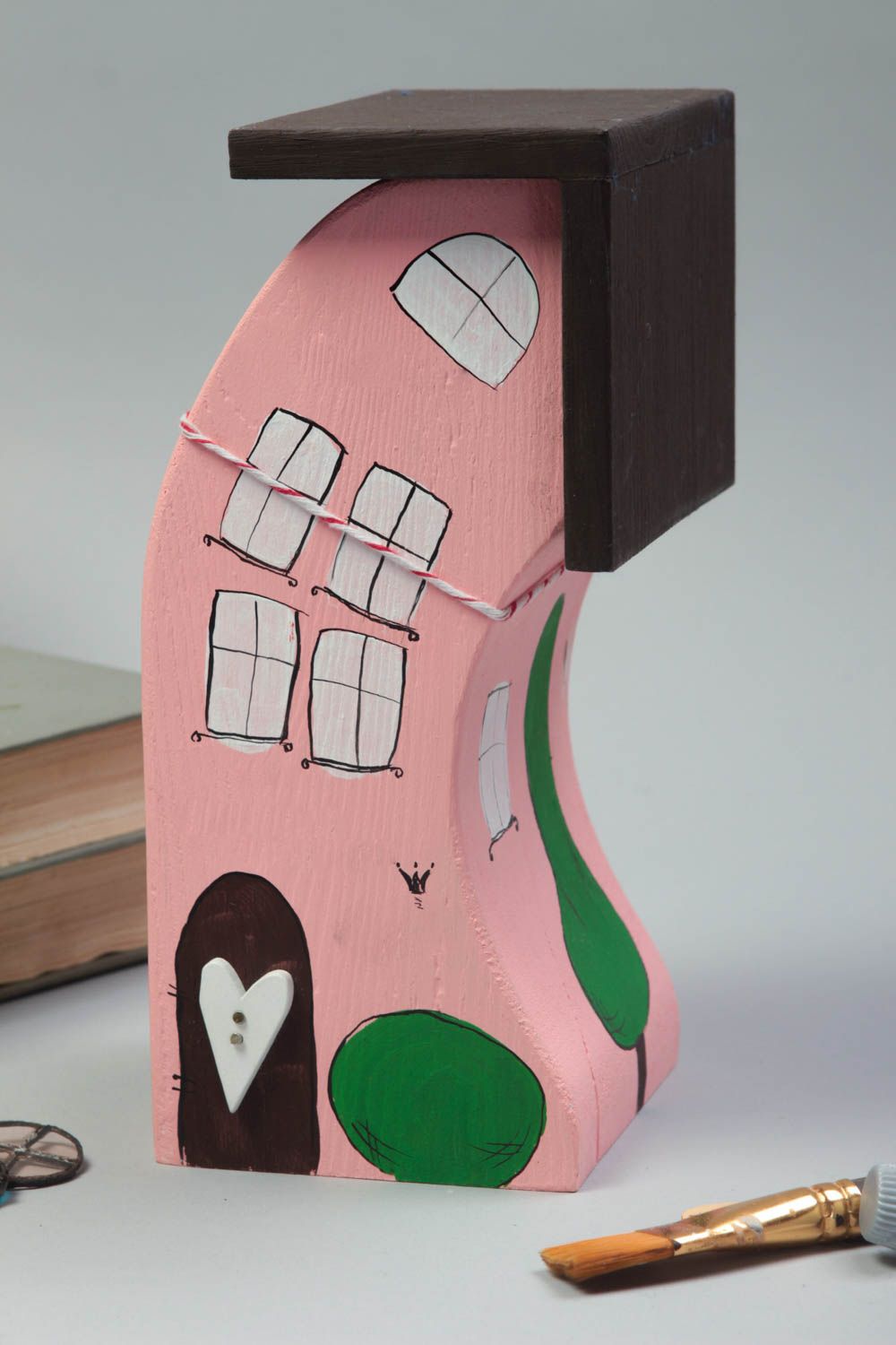 Figura artesanal con forma de casa hermosa regalo original decoración de hogar foto 1