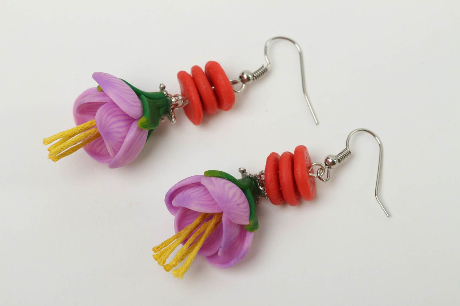 Handmade Ohrringe mit Blumen Polymer Schmuck Accessoires für Frauen modisch foto 1