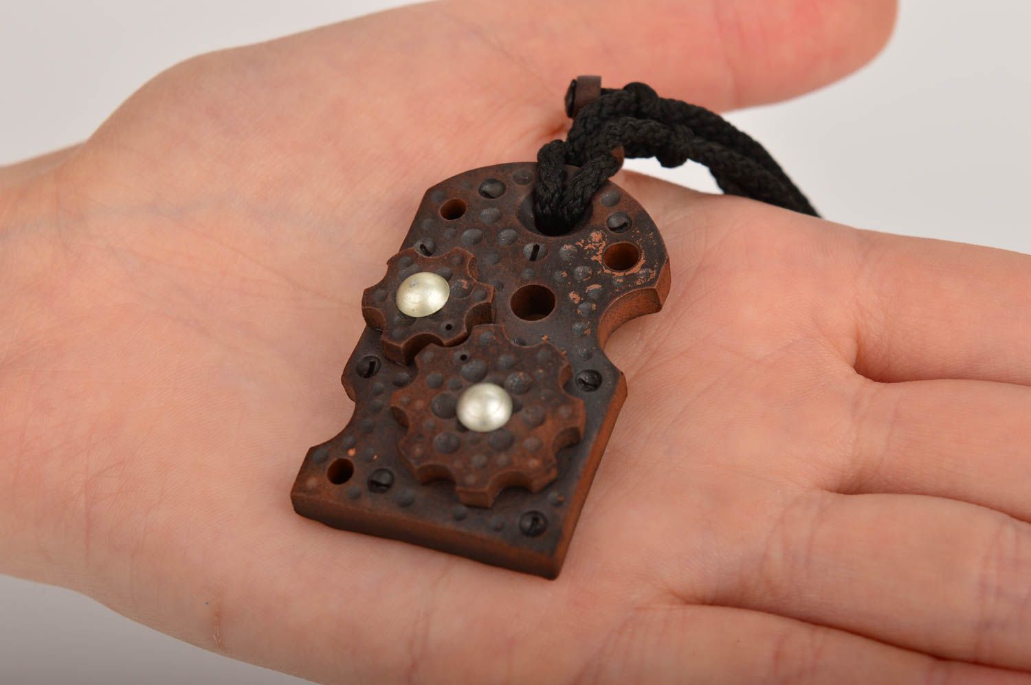 Handmade pendant designer accessory unusual jewelry ceramic pendant for girls photo 2