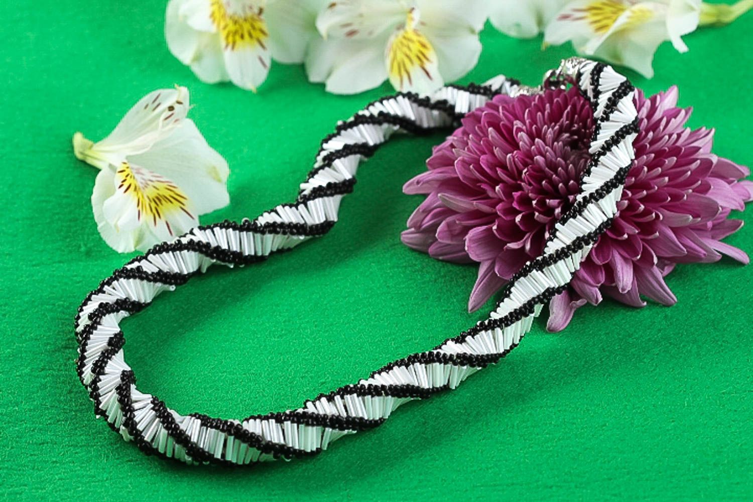 Beautiful handmade beaded cord necklace woven bead necklace gifts for her photo 1