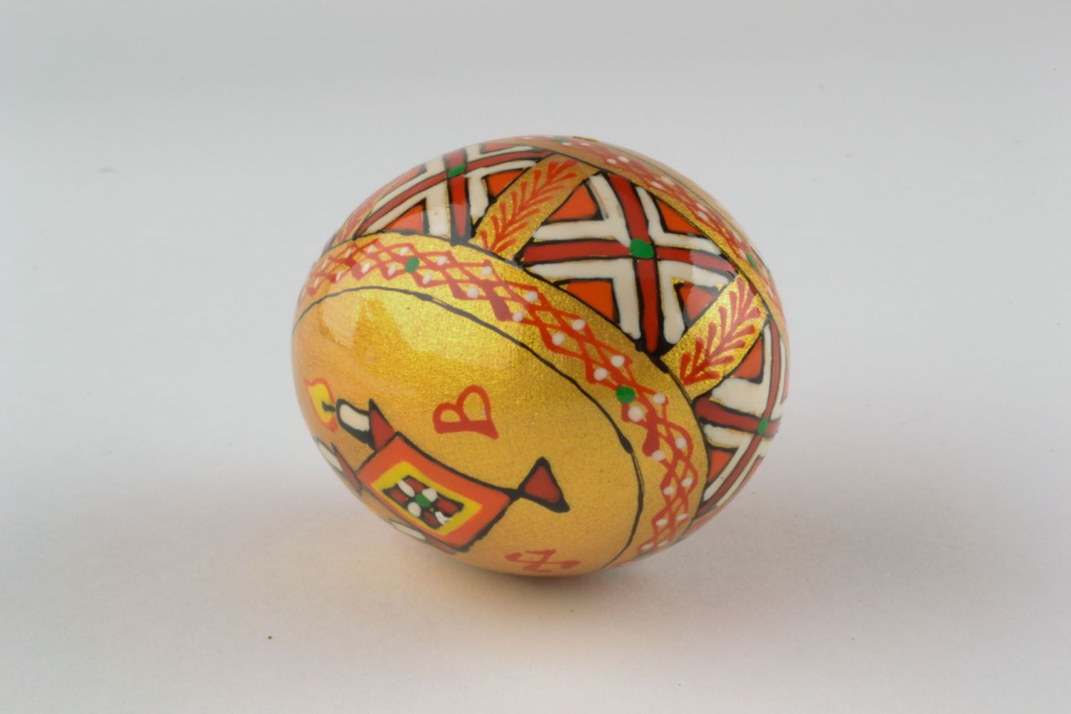 Golden wooden egg with painting photo 5