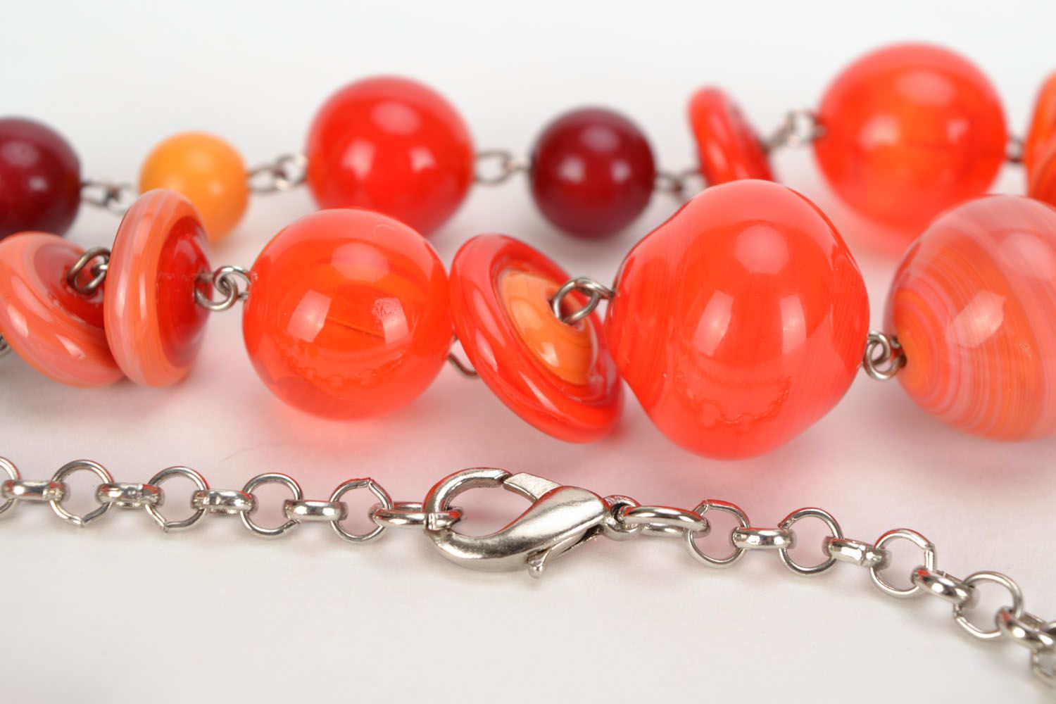 Red lampwork glass beaded necklace   photo 5