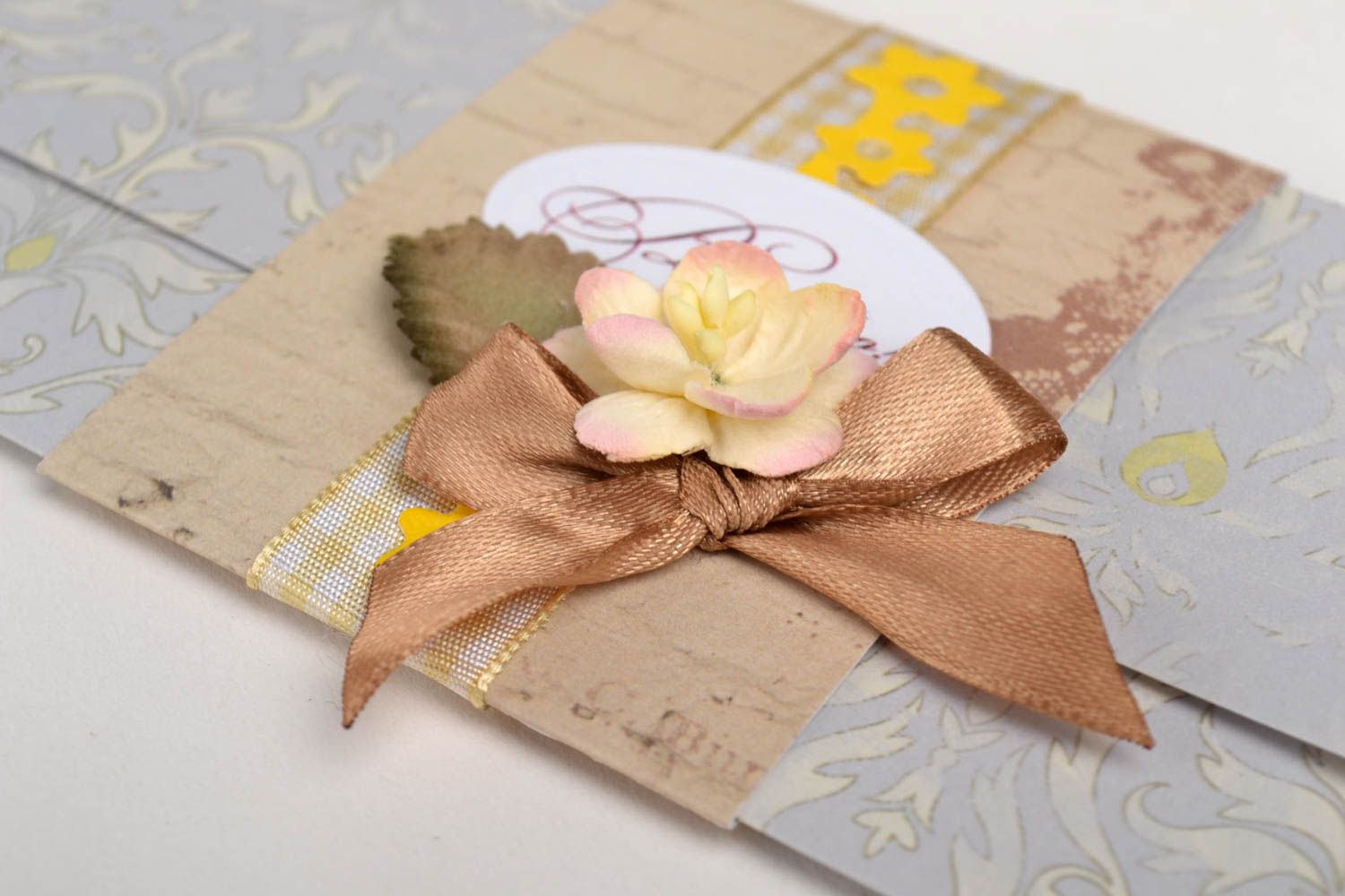 Открытка ручной работы красивая открытка с цветком поздравительная открытка фото 2