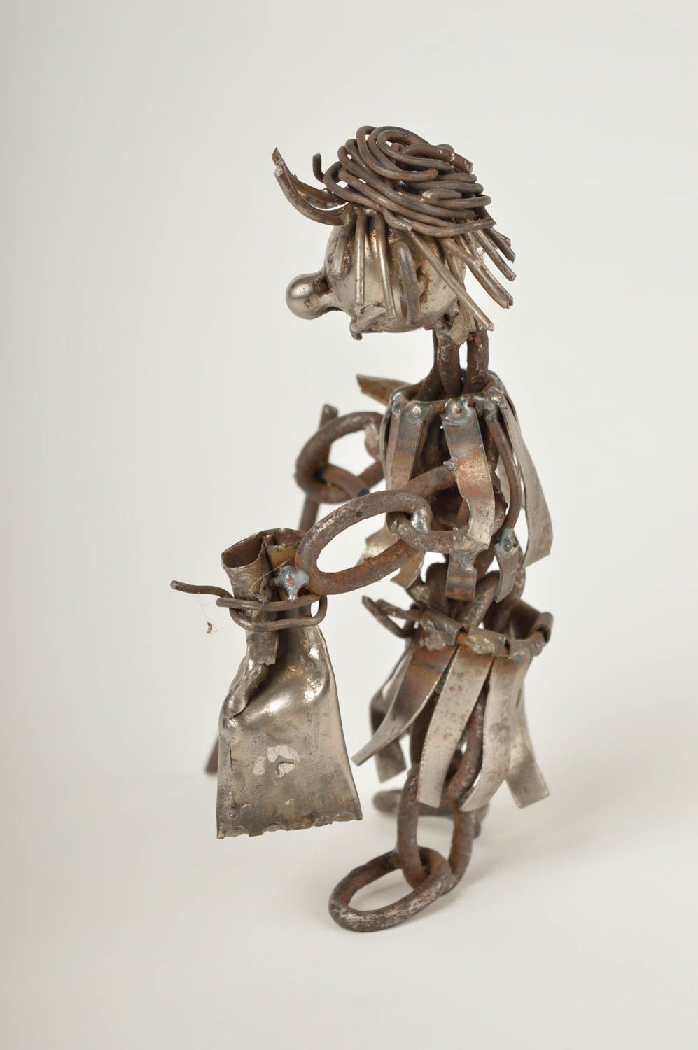 Figurine bonhomme faite main Statuette métal Déco maison petite originale photo 4
