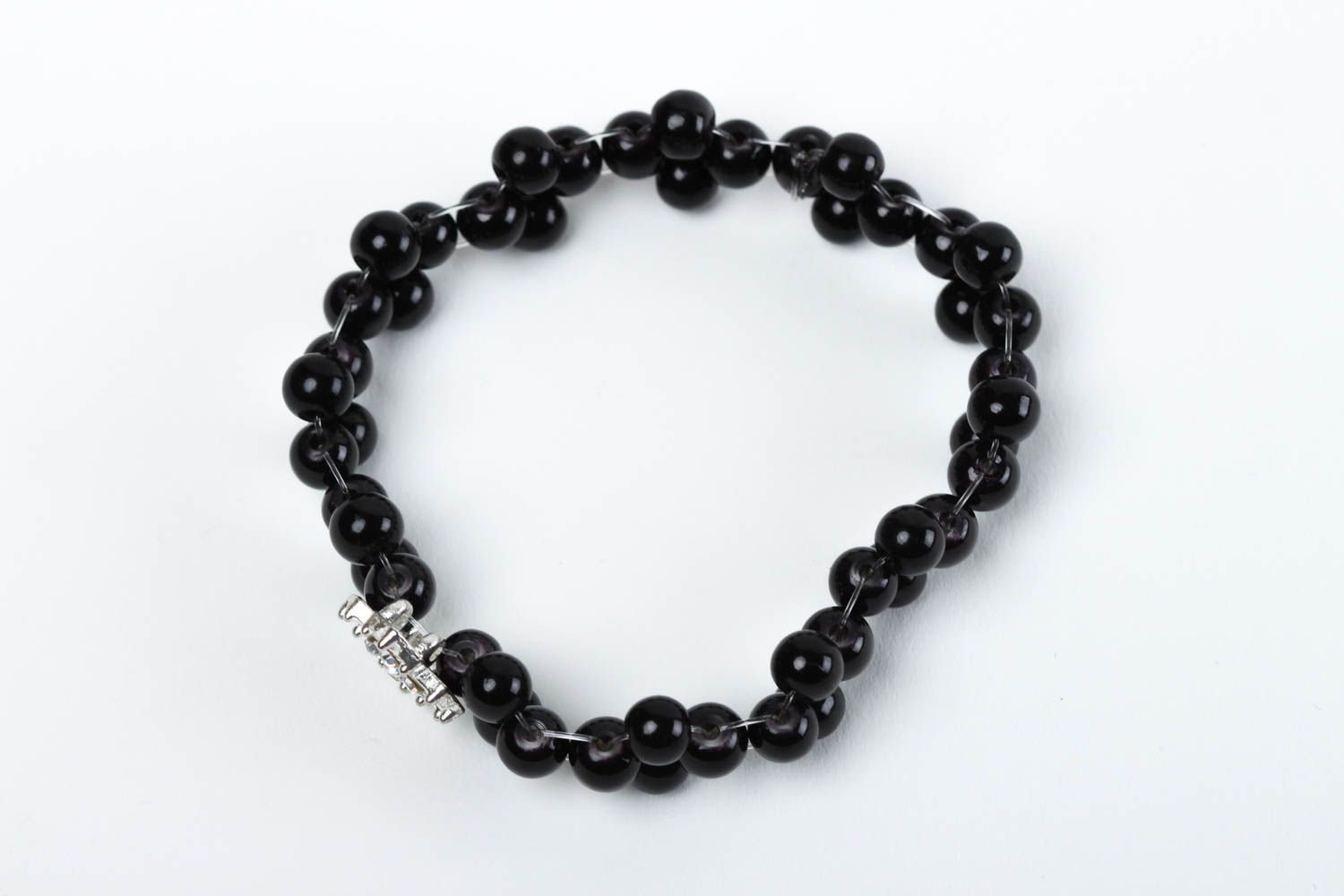 Bracelet noir Bijou fait main chic en perles céramiques Cadeau pour femme photo 2
