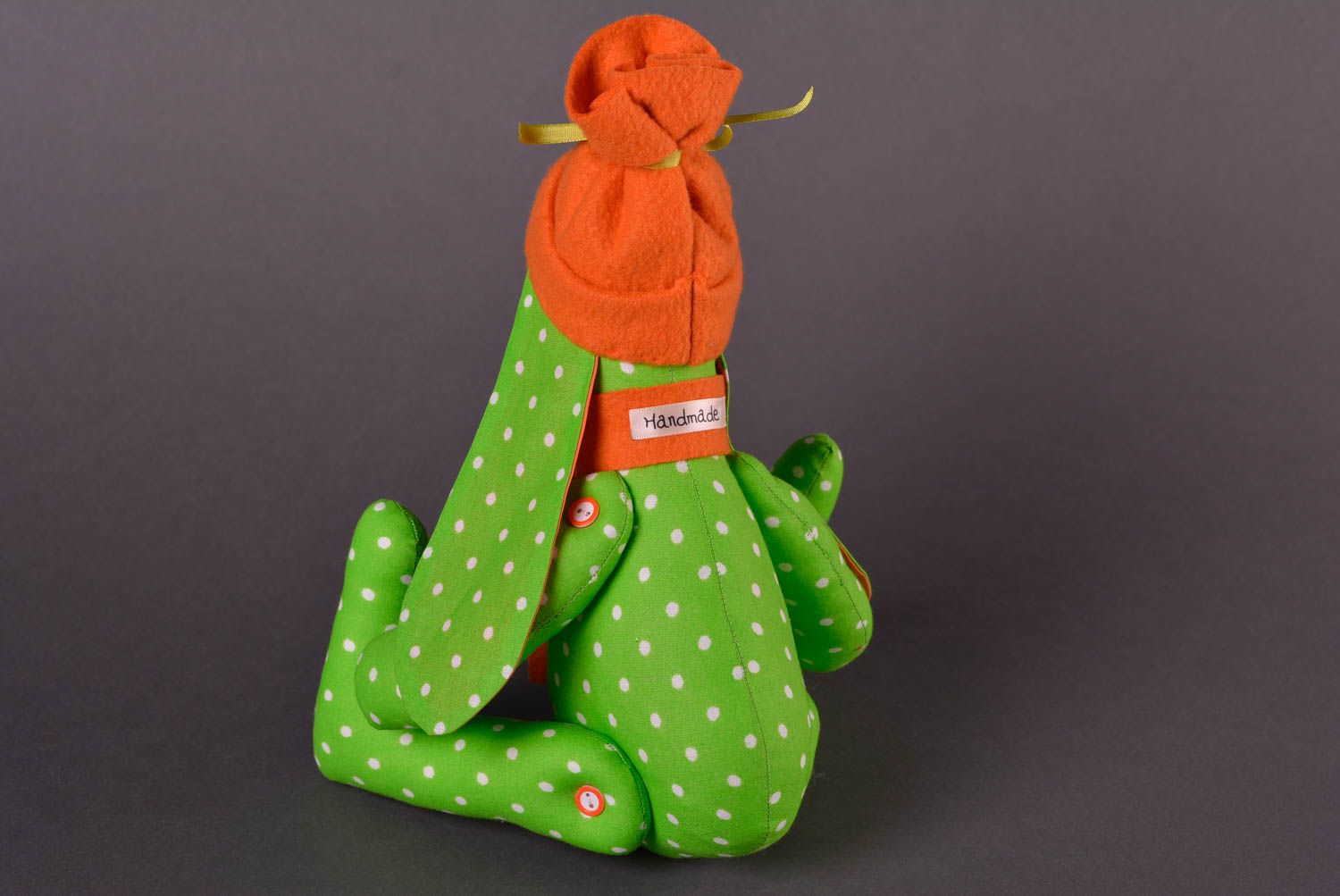 Игрушка заяц ручной работы авторская игрушка зеленая стильный подарок из ткани фото 3