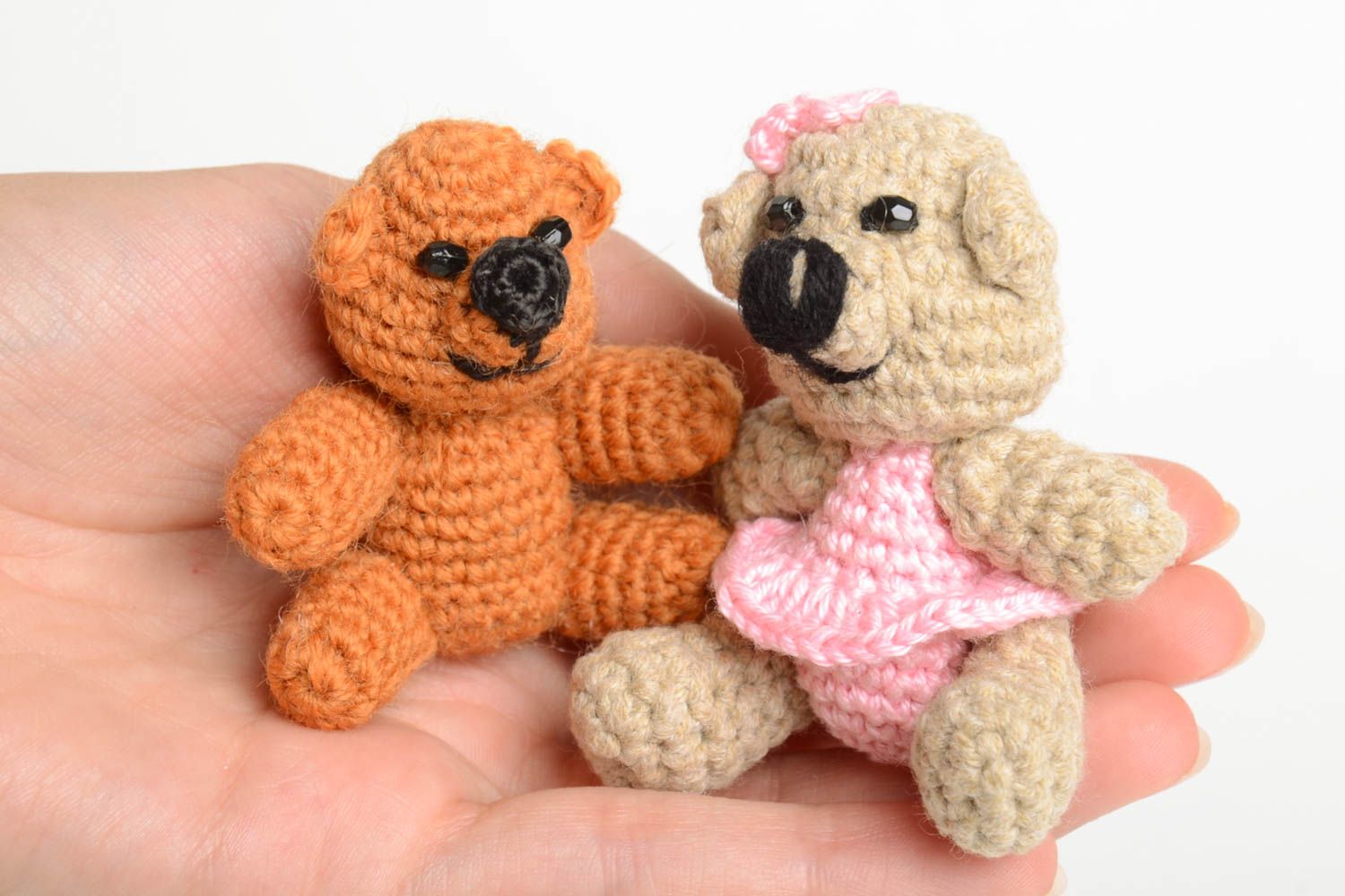 Peluches ours fait main Jouets nounours 2 pièces tricotés Cadeau enfant photo 5