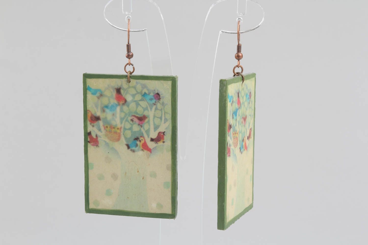 Earrings made of wood and epoxy resin photo 2