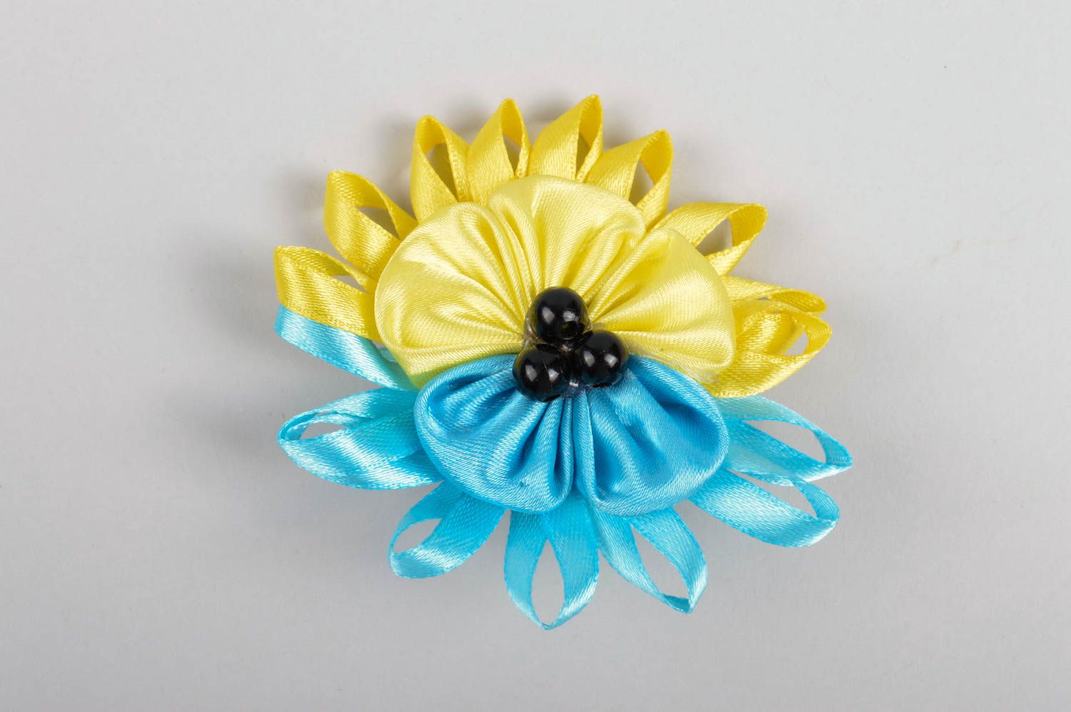 Gelb blaue Blume Haarspange handgemachter Schmuck Accessoire für Mädchen grell  foto 5