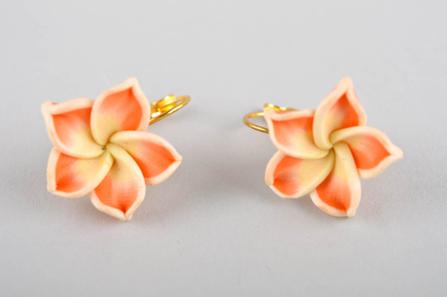 Blumen Ohrringe handmade Designer Schmuck Accessoire für Frauen orange Lilien foto 3