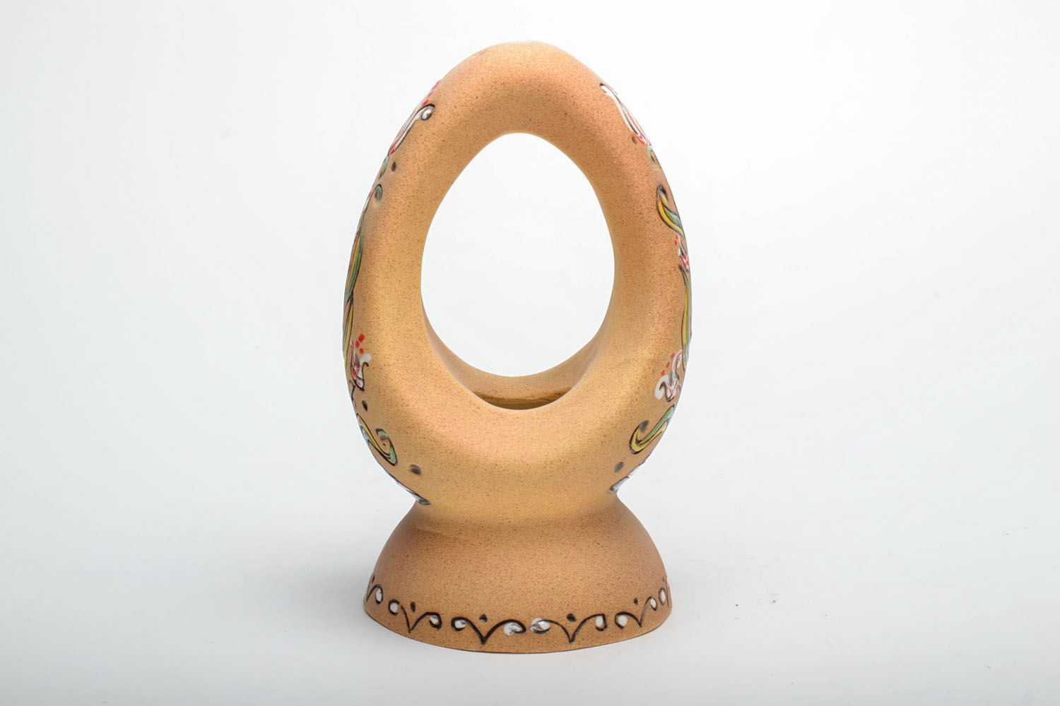 Ceramic one tea light arch candle holder in folk village style 7,87 inches, 1,55 lb photo 2