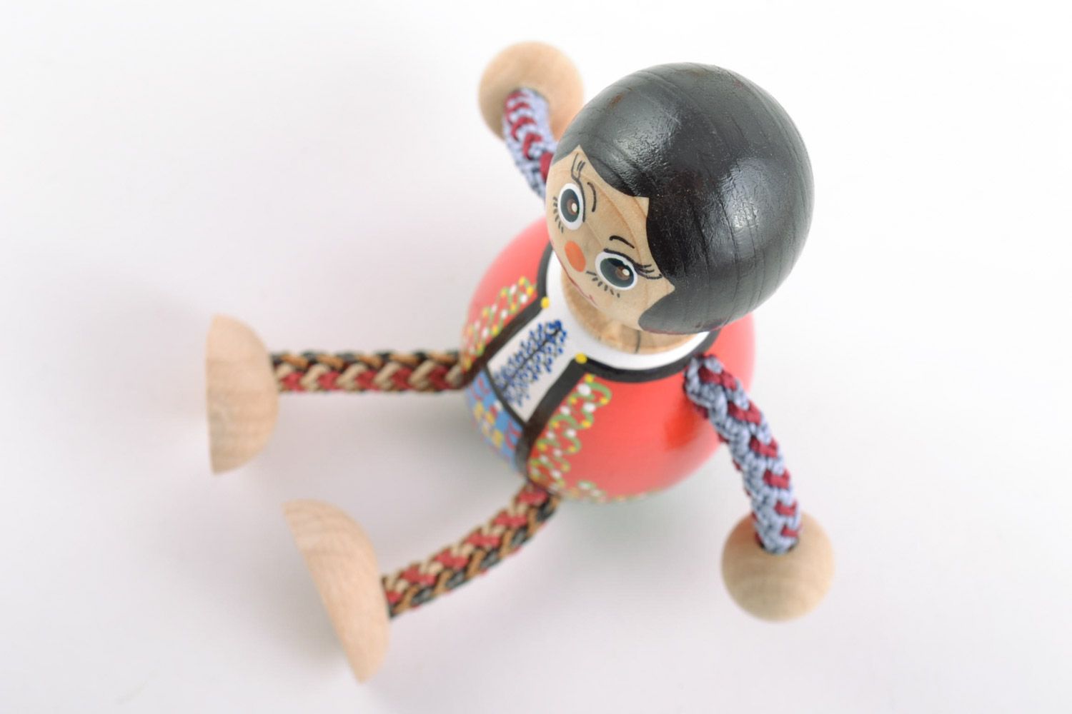 Beautiful handmade painted wooden toy girl for children and interior decor photo 5