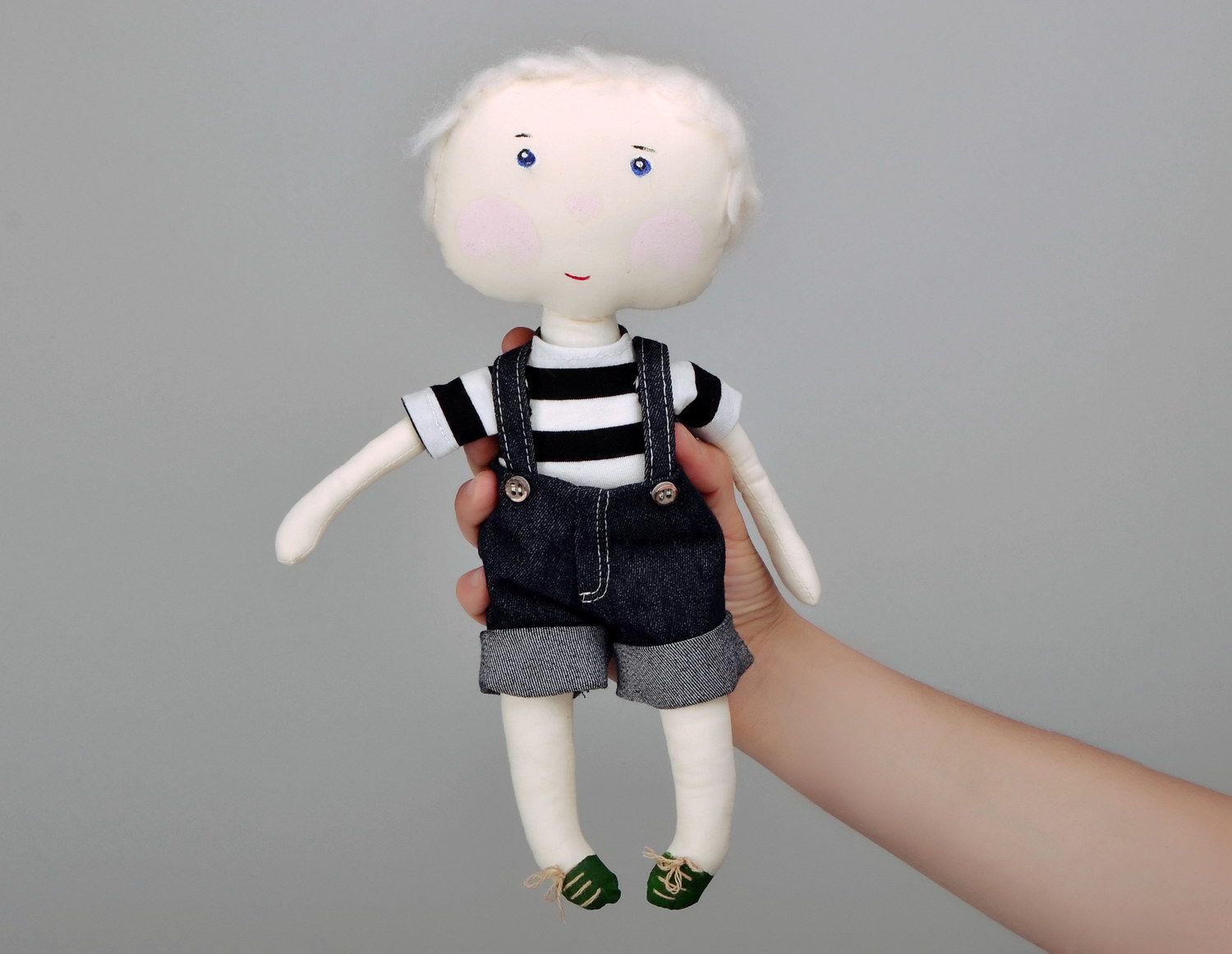 Fabric doll Boy in green boots  photo 5