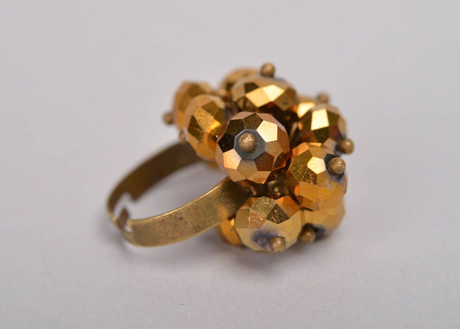 Ring Schmuck handgemachter Schmuck  Ring für Damen regulierbar in Goldfarbe foto 4