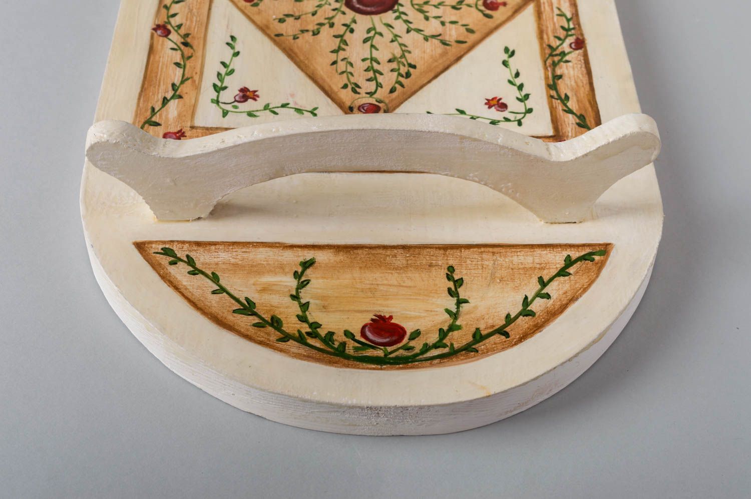 Handmade Tablett aus Holz Serviertablett Holz Deko Holztablett mit Ornament bunt foto 5