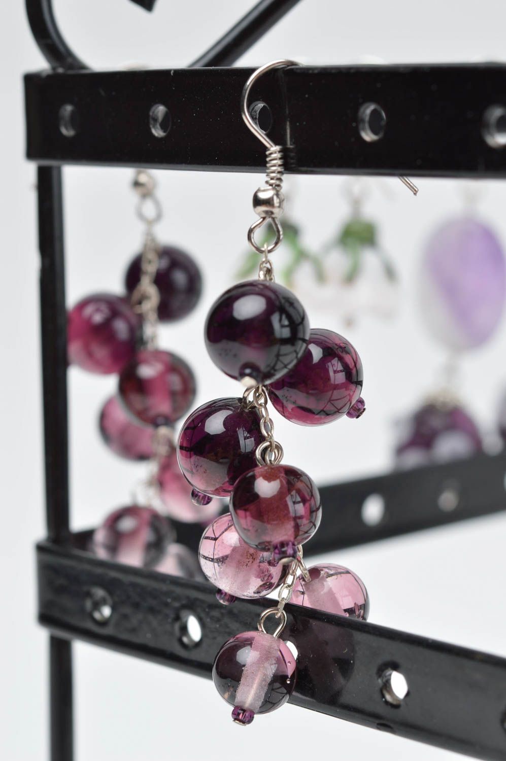 Handmade glass earrings cute earrings with charms stylish women present photo 1