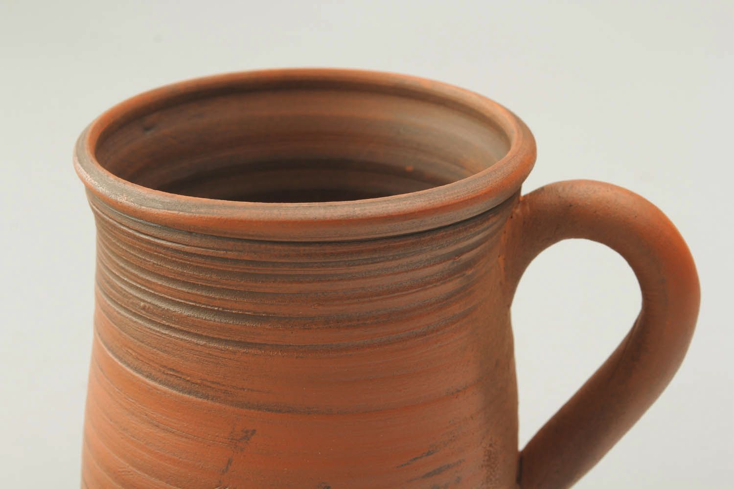 8 oz clay coffee cup with handle and no pattern photo 4