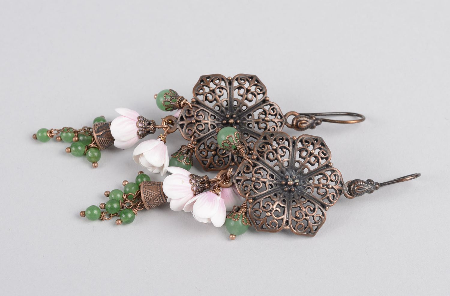Damen Ohrringe handmade Designer Schmuck Accessoires für Frauen groß mit Blumen foto 4