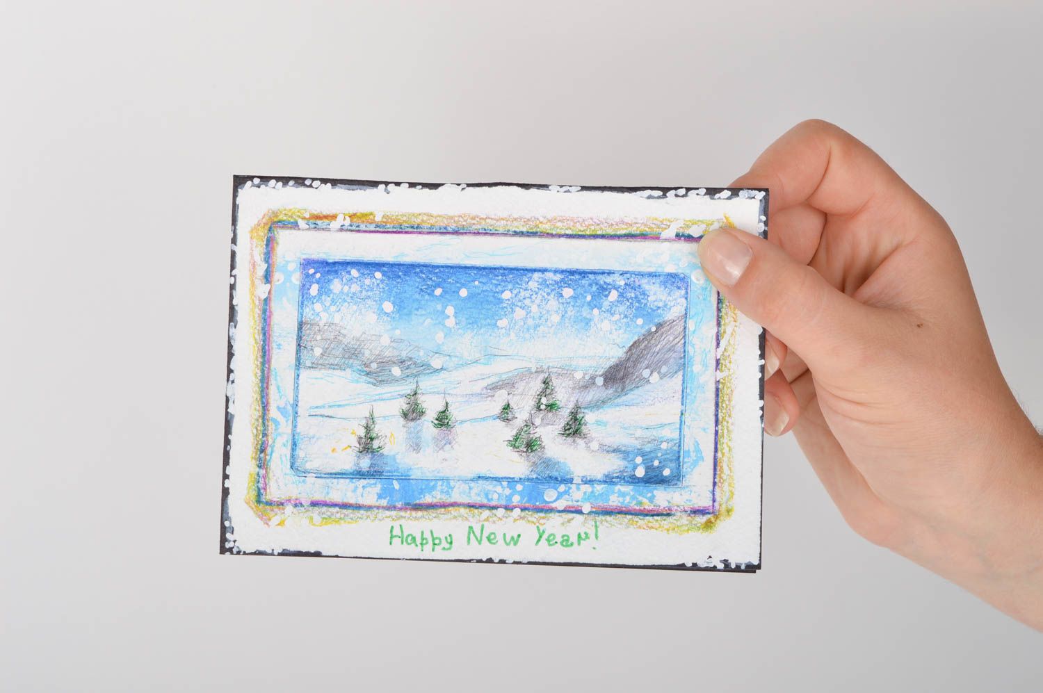 Neujahr Grusskarte handmade Künstler Karte ungewöhnlich Papier Karte schön foto 5