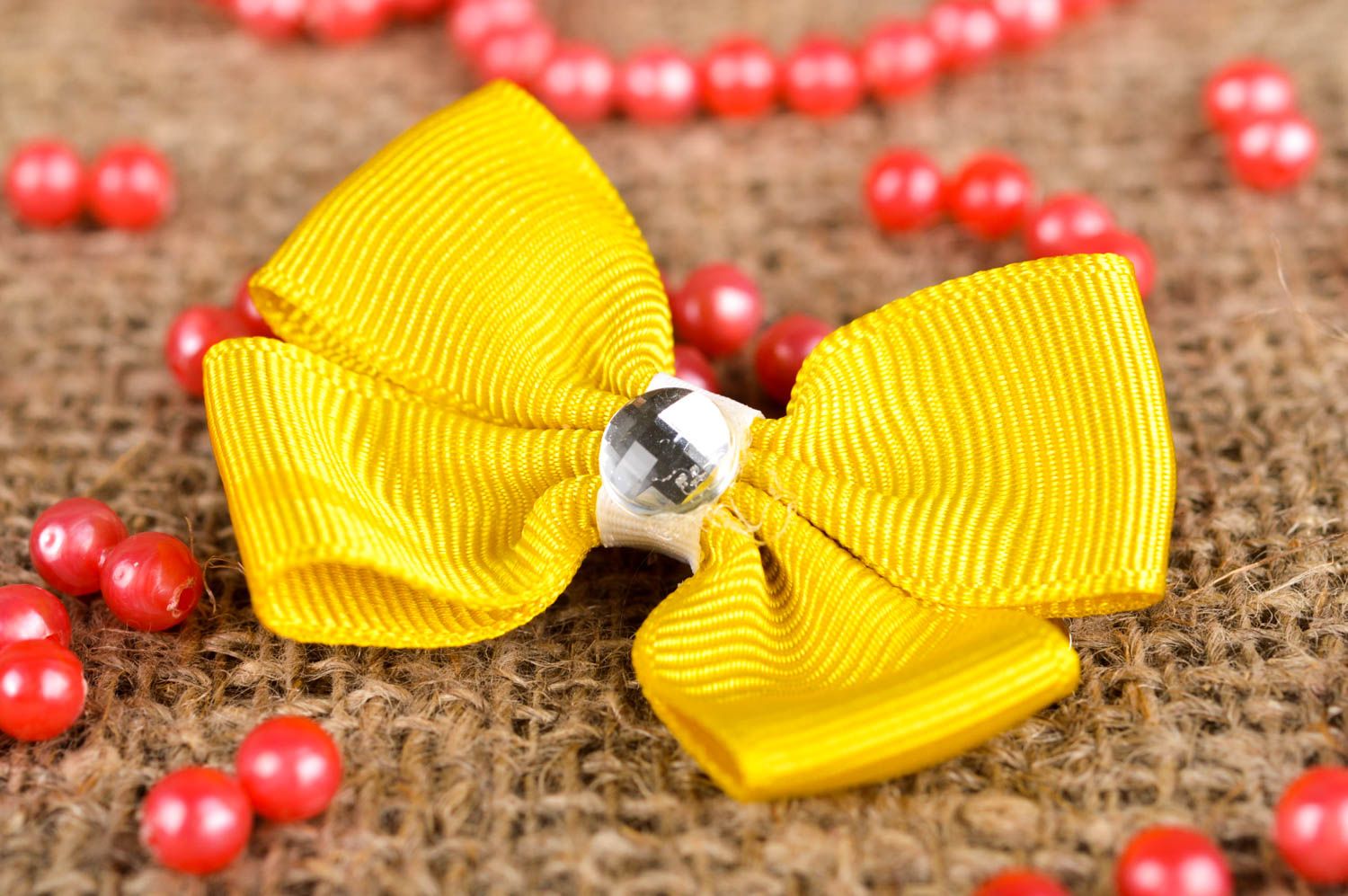 Handmade designer hair clip bright yellow hair clip unusual accessory photo 1