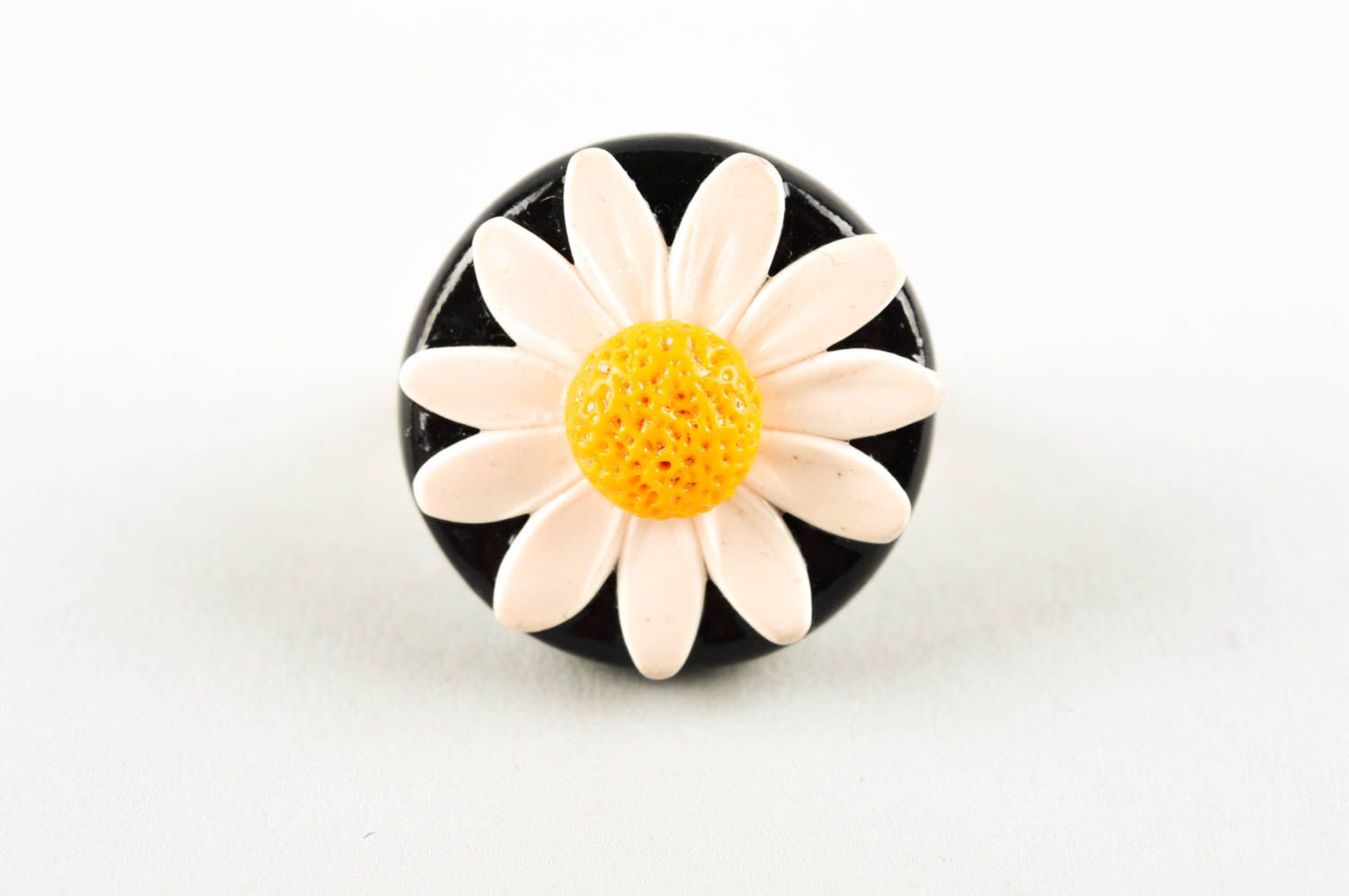 Handmade seal ring flower ring polymer clay designer jewelry fashion accessories photo 2