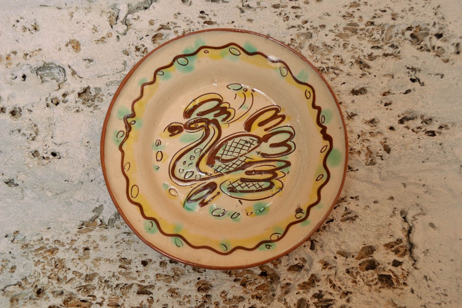 Декоративная тарелка настенная из глины с росписью круглая панно ручная работа фото 1