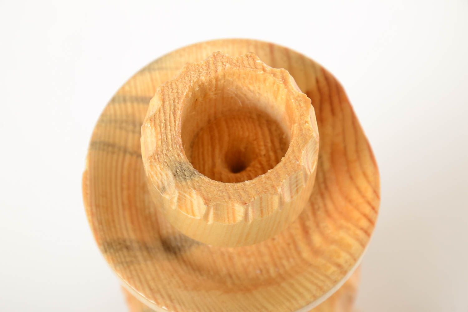Candelero de madera artesanal decoración de interior soporte para vela foto 3