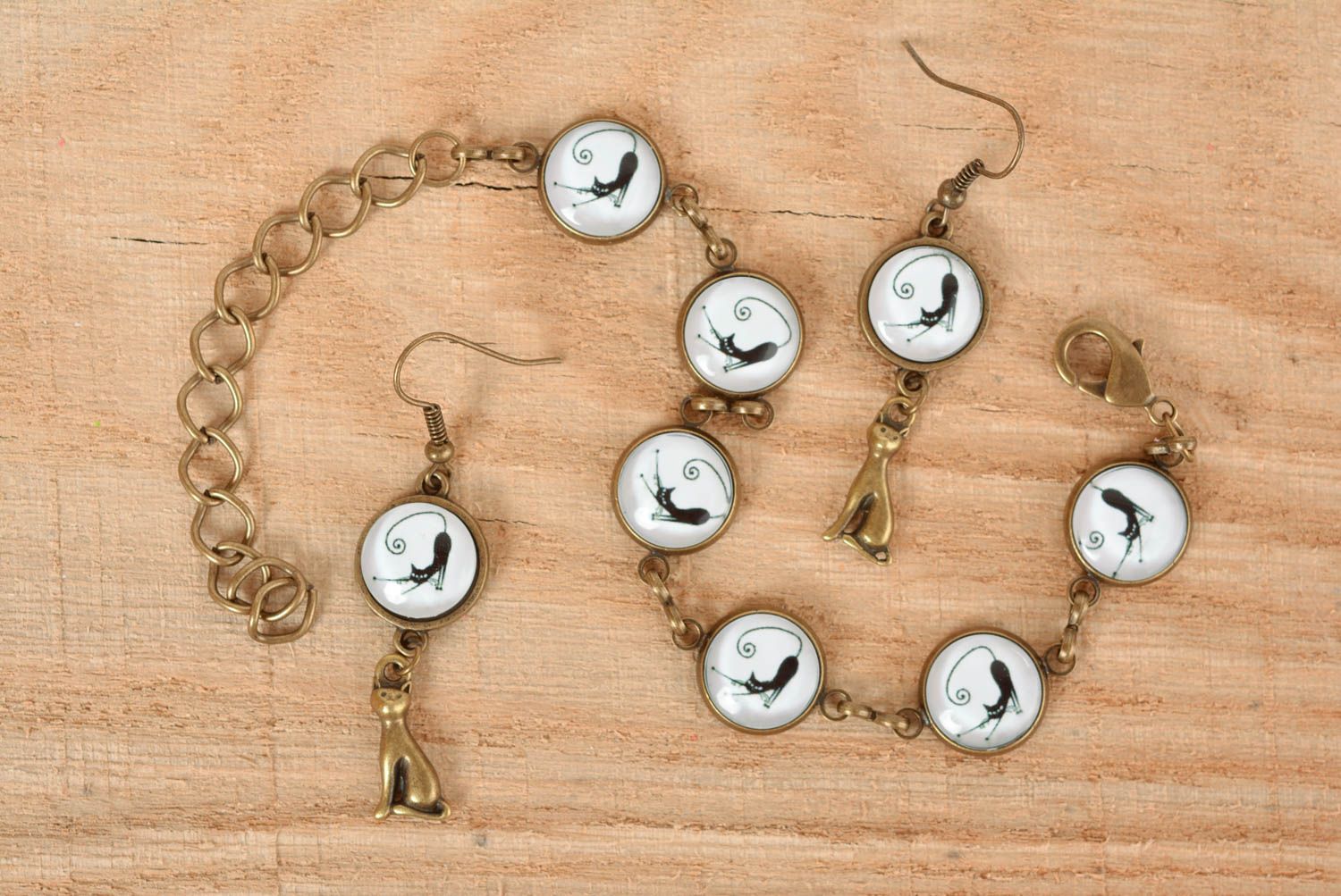 Handmade jewelry dangling earrings bracelet for women jewelry set gifts for her photo 1