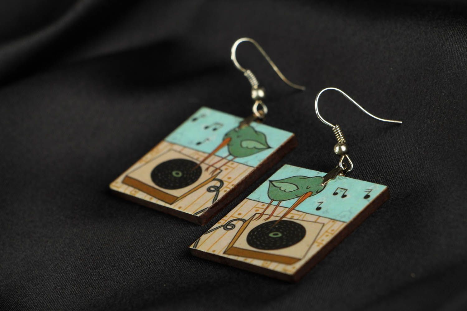 Square polymer clay earrings photo 2