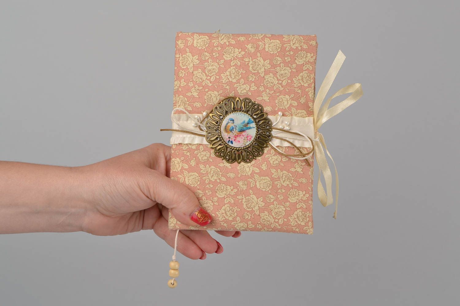 Joli bloc-notes floral avec couverture en coton fait main scrapbooking vintage photo 2