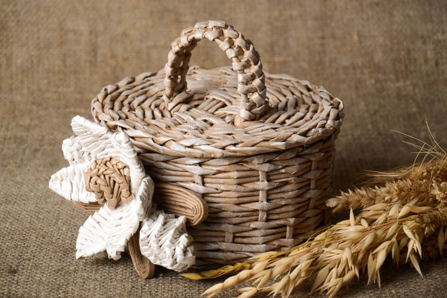 Stylish handmade woven bread basket unusual home accessories lovely home decor photo 1