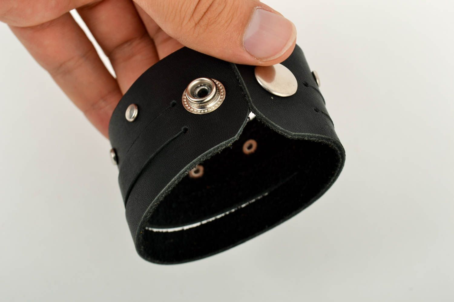 Schmuck für Frauen handgemacht Leder Armband in Schwarz Armband Frauen schön foto 5