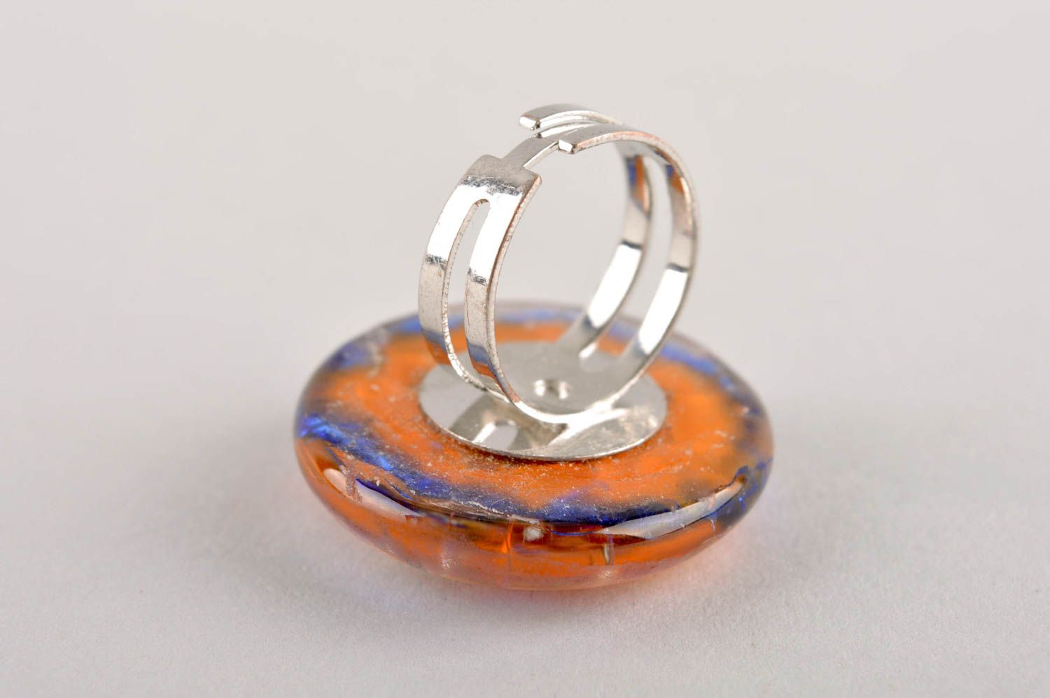 Кольцо ручной работы кольцо из стекла круглое цветное бижутерия из стекла фото 5