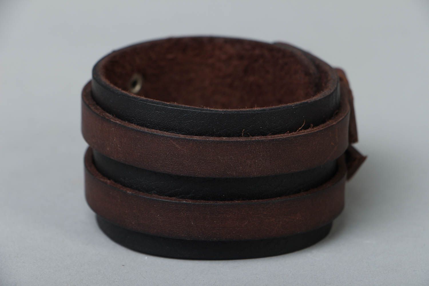 Wide genuine leather bracelet photo 1