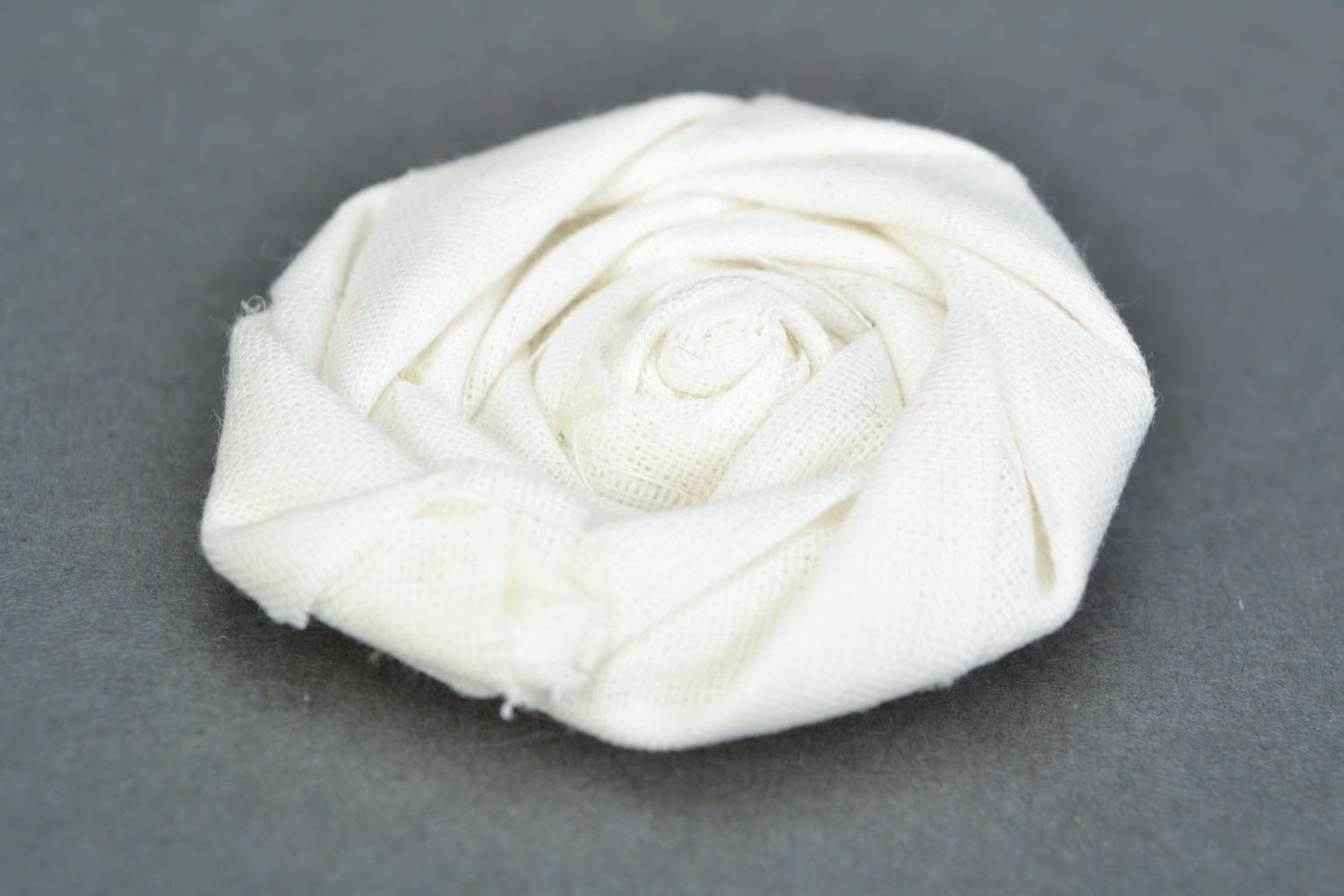 Handmade decorative cotton fabric white rose with beads for jewelry making photo 4