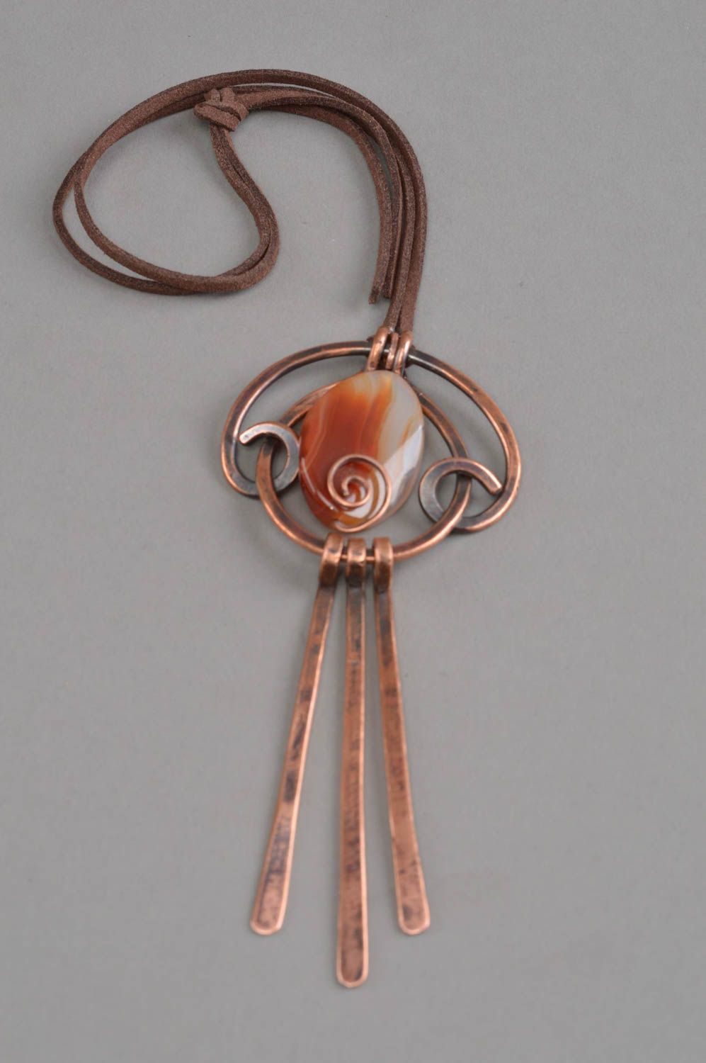 Copper handmade pendant unusual stylish accessory designer beautiful jewelry photo 2