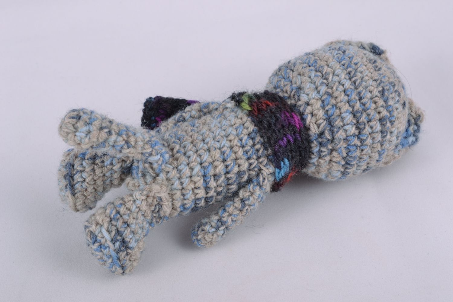 Jouet mou tricoté joli chat en écharpe fait main petit cadeau pour enfant photo 4