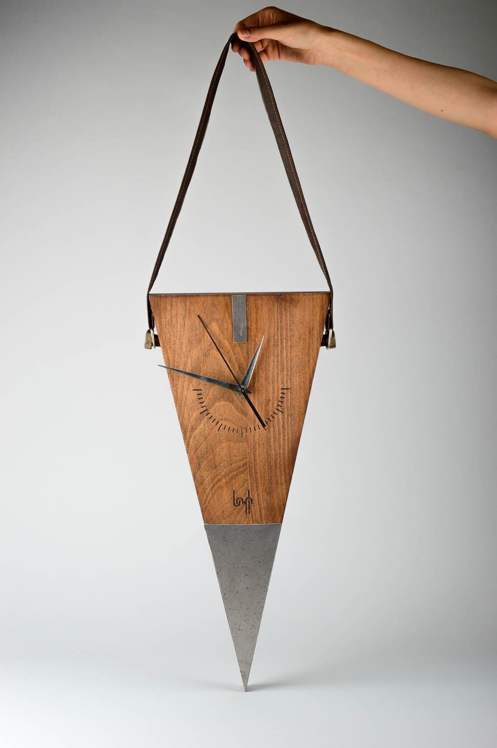 Wooden wall clock homemade home decor designer wall clock housewarming gift idea photo 1