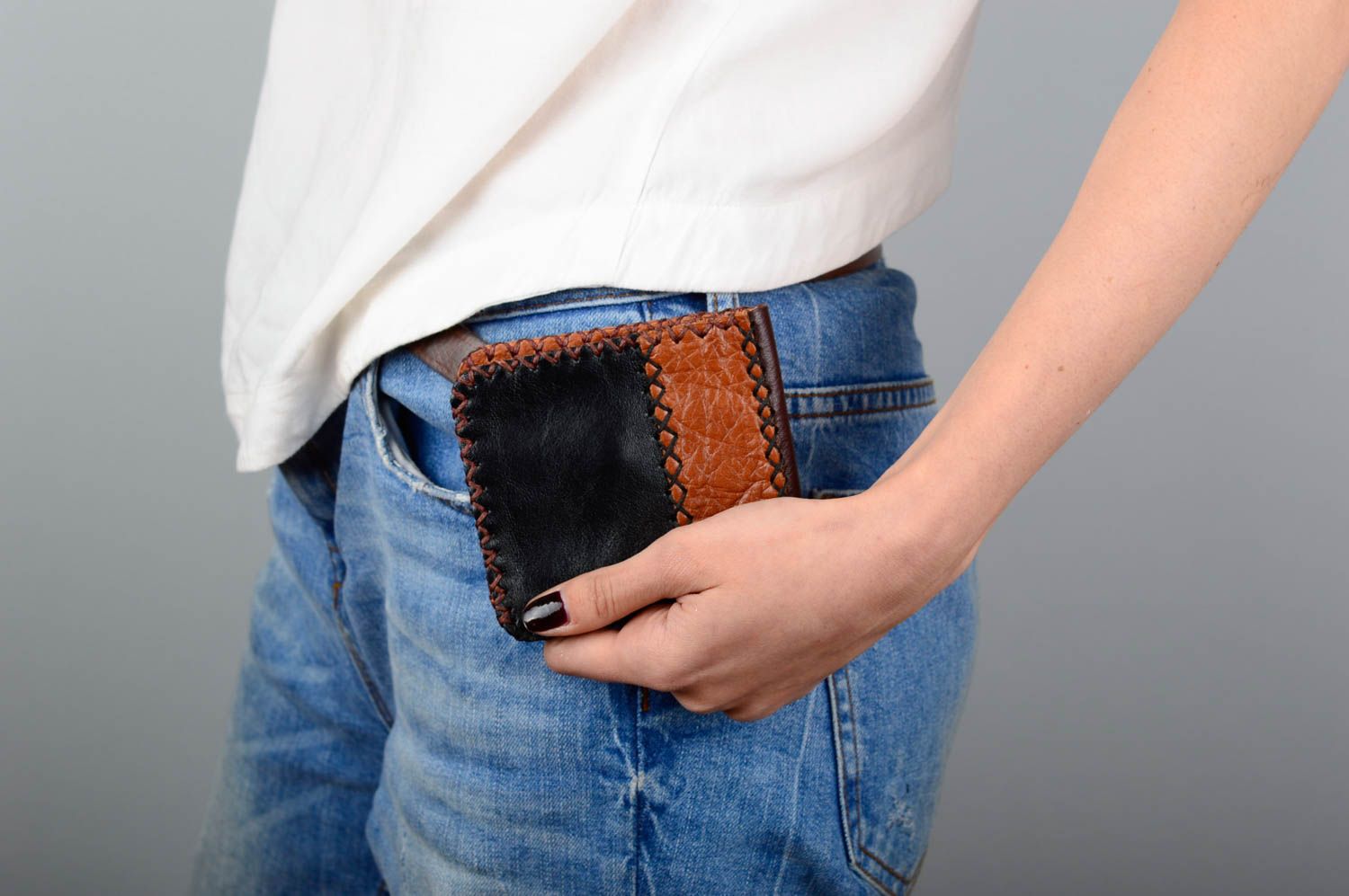 Handmade wallet designer wallet unusual gift leather purse present for man photo 4