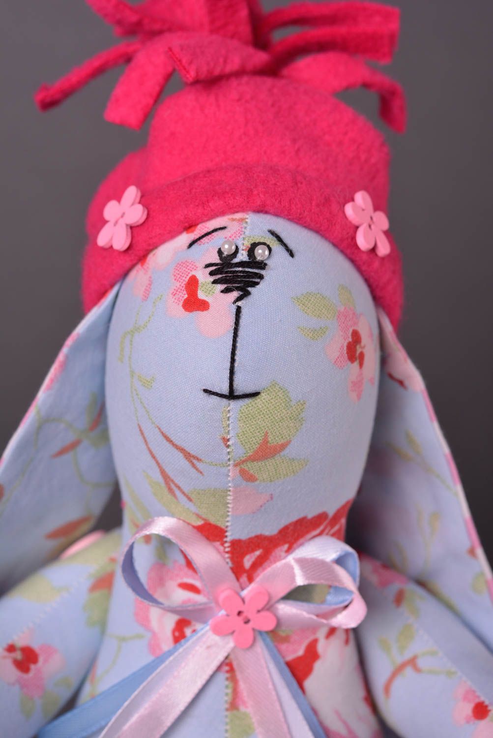Jouet lapin Peluche faite main en tissu à motif floral Cadeau pour enfant photo 3