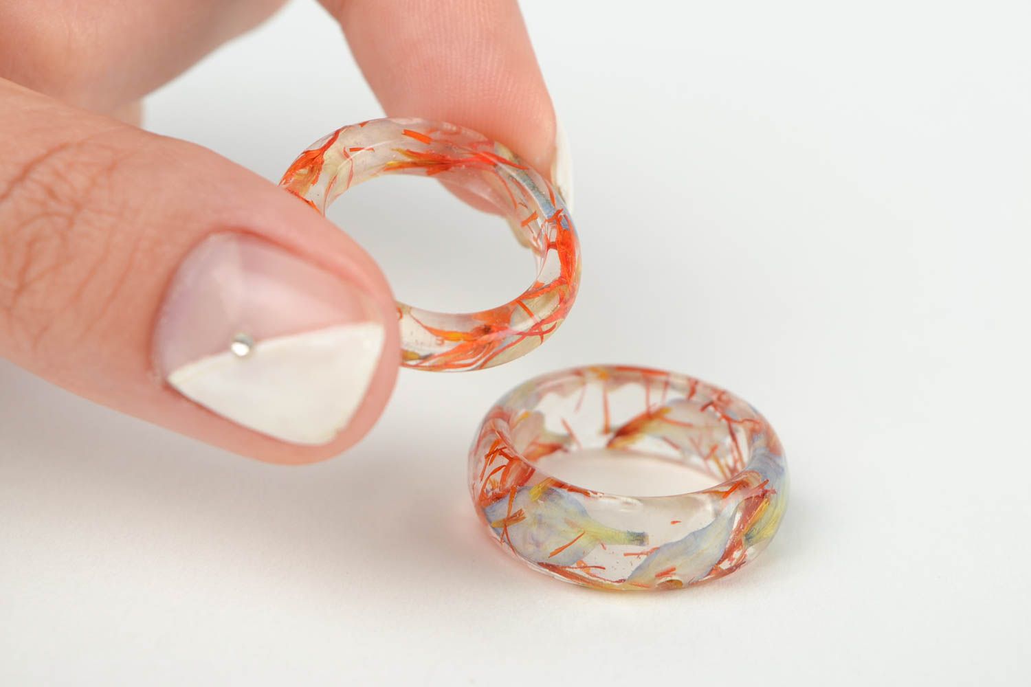 Handmade seal rings botanical jewelry epoxy resin fashion rings for women photo 2