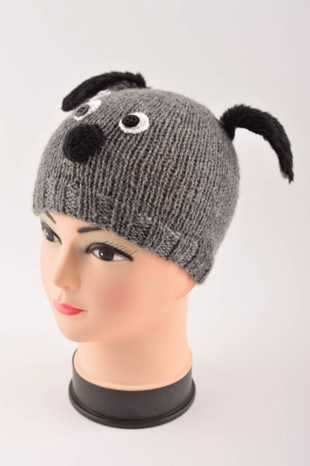 Bonnet tricot Chapeau au crochet fait main chien Vêtement enfant original photo 2
